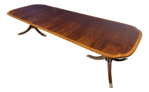 Traditional Scallop Cornered Mahogany Double Pedestal Dining Table by Leighton Hall - Showroom Sample