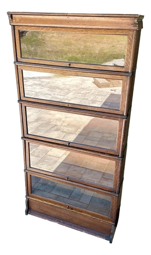 Antique Tiger Oak Globe Wernicke Co. 7 Piece Sectional Bookcase Standard C 9 1/2 Unit