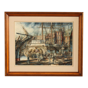 Keith Miller 1970s Ship Loading Docks Custom Framed Fine Art Print