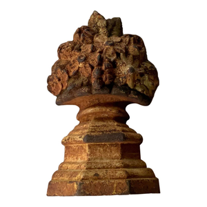Antique Cast Iron Floral Urn Doorstop | Original White Paint | c.1900