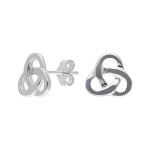 New Sterling Silver Celtic Trinity Knot Stud Earrings