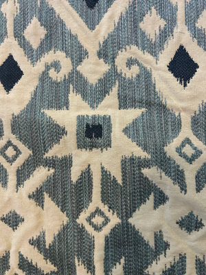 Schumacher”Crusoe Ikat” in Sky Textured Fabric