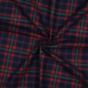Tissu flanelle carreaux - Bleu marine et rouge