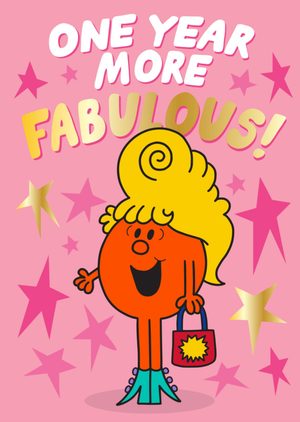 Moonpig Mr Men & Little Miss One Year More Fabulous Birthday Card
