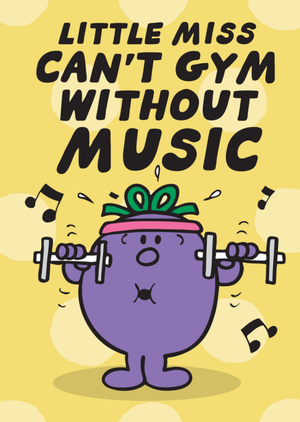 Moonpig Mr. Men & Little Miss Can't Gym Without Music Card