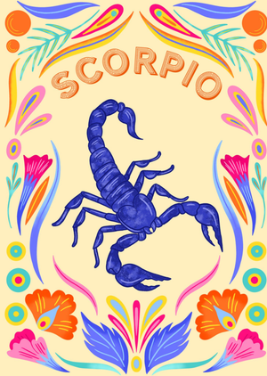 Moonpig Colourful Illustrated Scorpio Zodiac Birthday Card