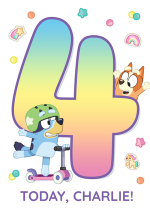 Bbc Bluey 4 Today Fun Birthday Card