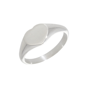New Sterling Silver Polished Heart Signet Ring