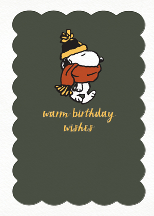 Snoopy Dressed For Autumn Warm Birthday Wishes Card