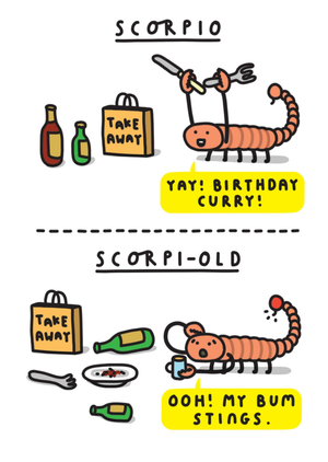 Moonpig Ooh My Bum Stings Funny Scorpion Zodiac Birthday Card